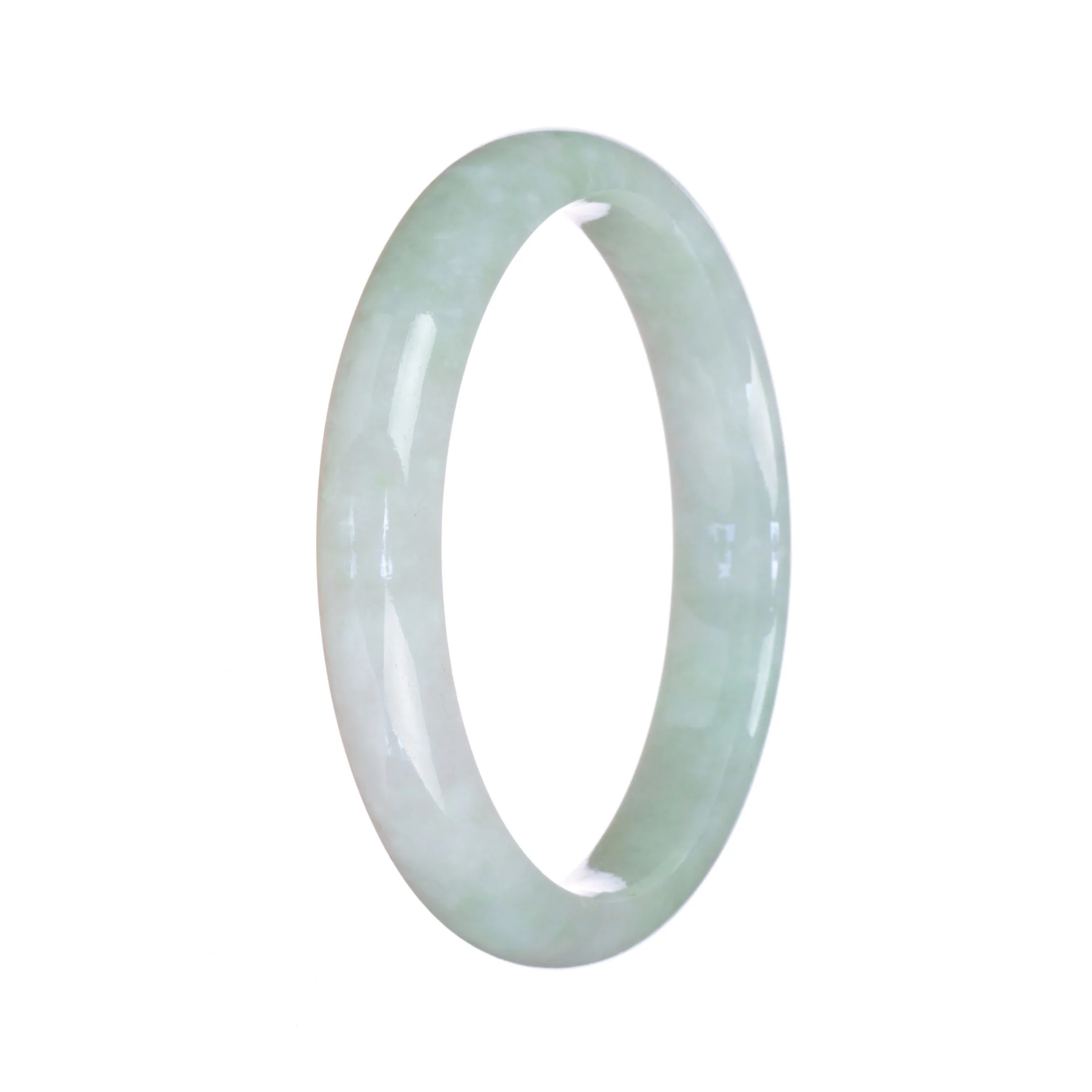 Authentic Untreated Light Green Jadeite Bangle Bracelet - 57mm Half Moon - Image 2