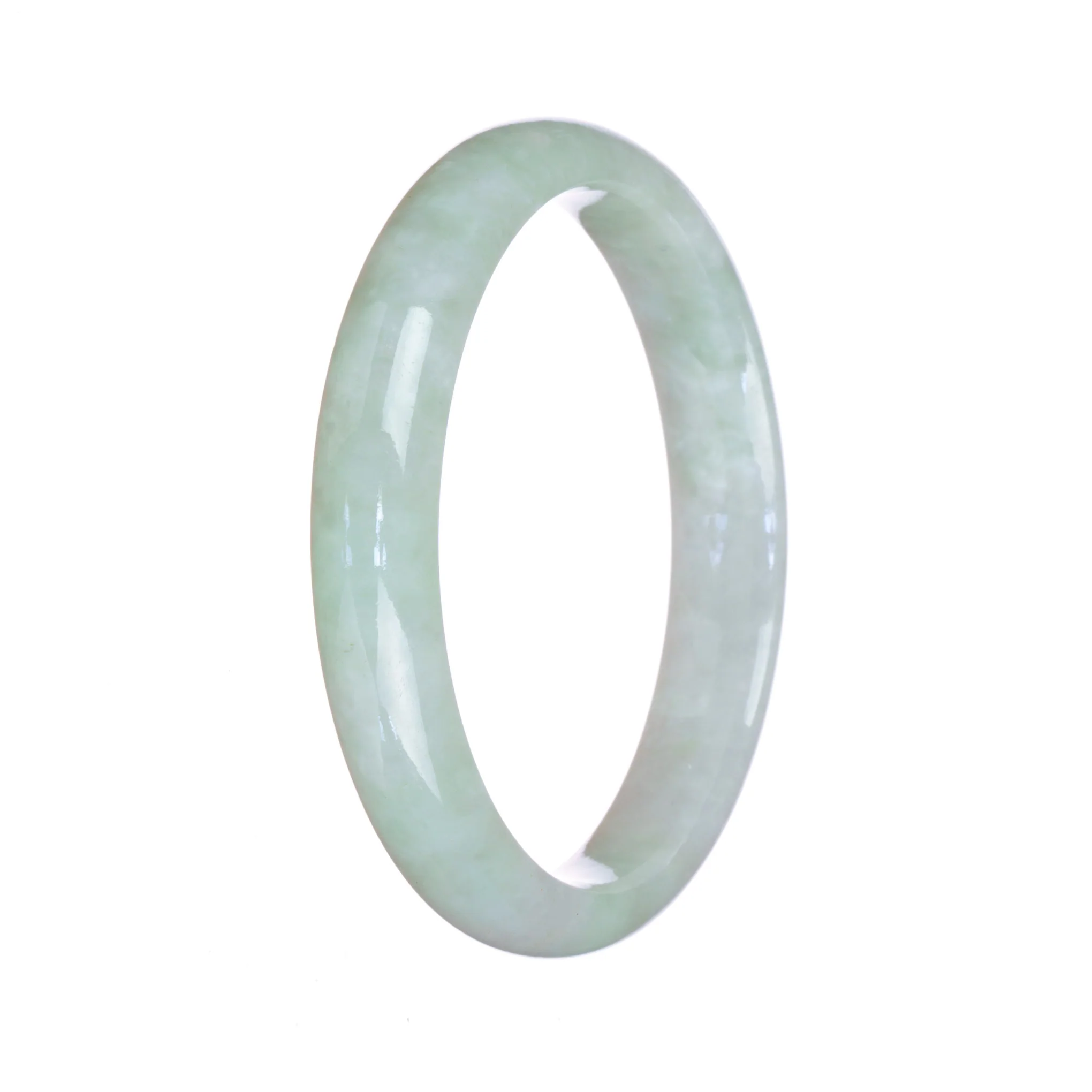 Authentic Untreated Light Green Jadeite Bangle Bracelet - 57mm Half Moon - Image 3