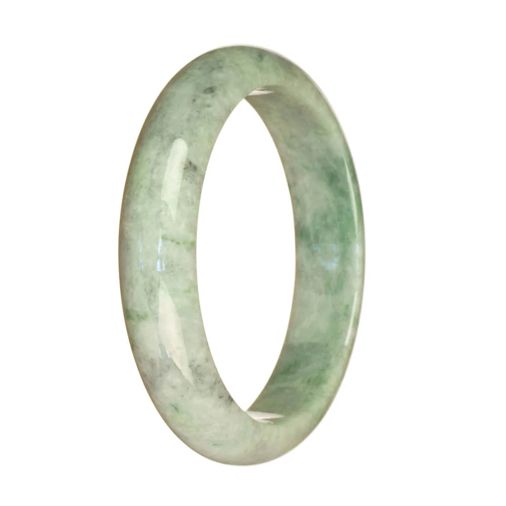 Certified Type A White with Green Jadeite Jade Bracelet - 59mm Half Moon