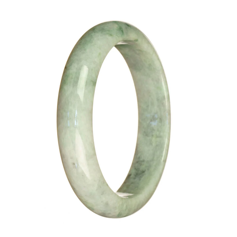 Certified Type A White with Green Jadeite Jade Bracelet - 59mm Half Moon - Image 2