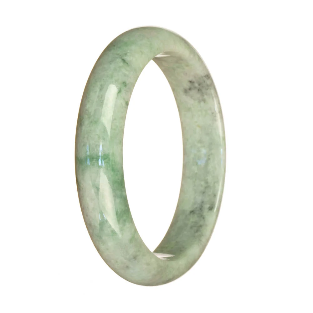 Certified Type A White with Green Jadeite Jade Bracelet - 59mm Half Moon - Image 3