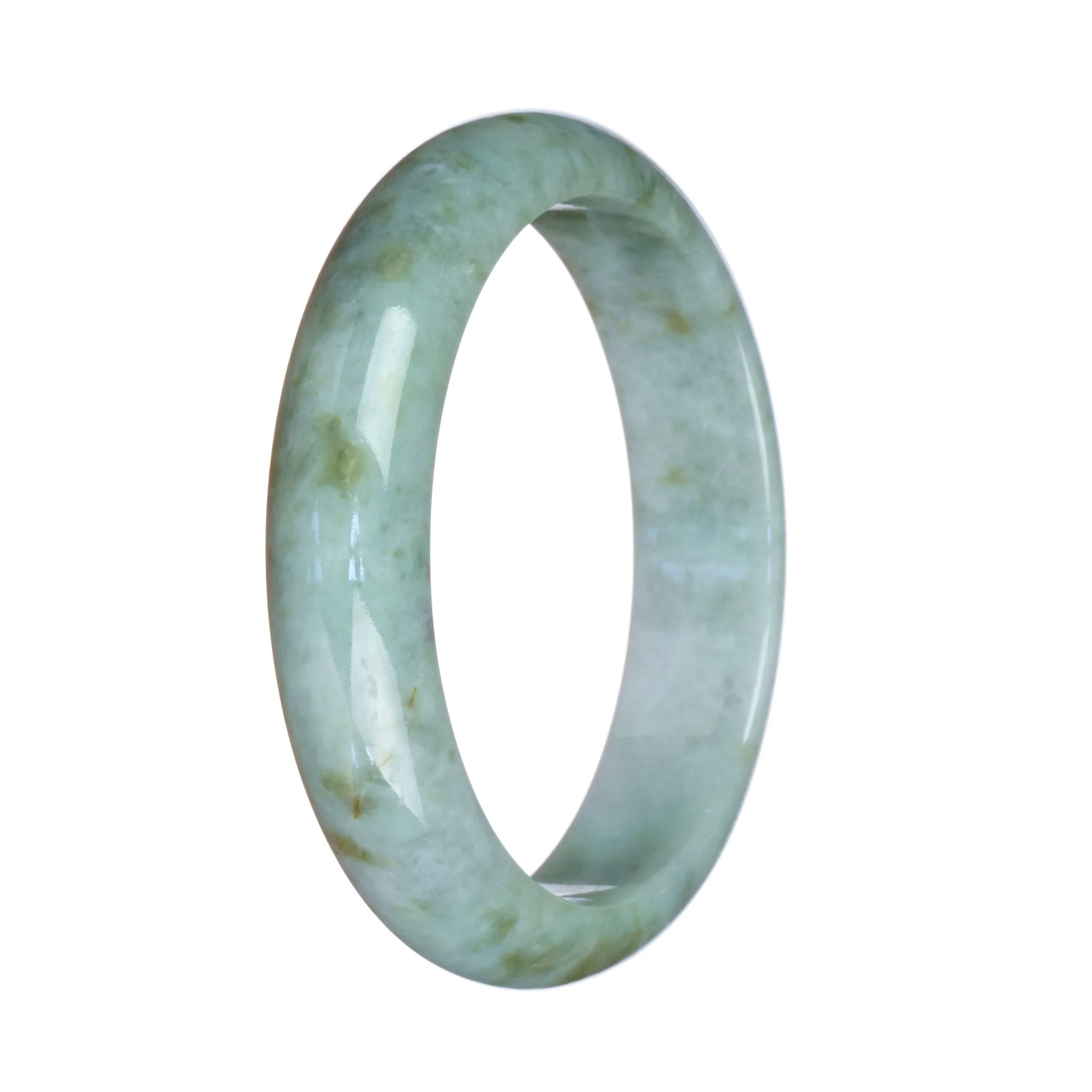 Certified Grade A Pale Green Burmese Jade Bangle - 58mm Half Moon - Image 3