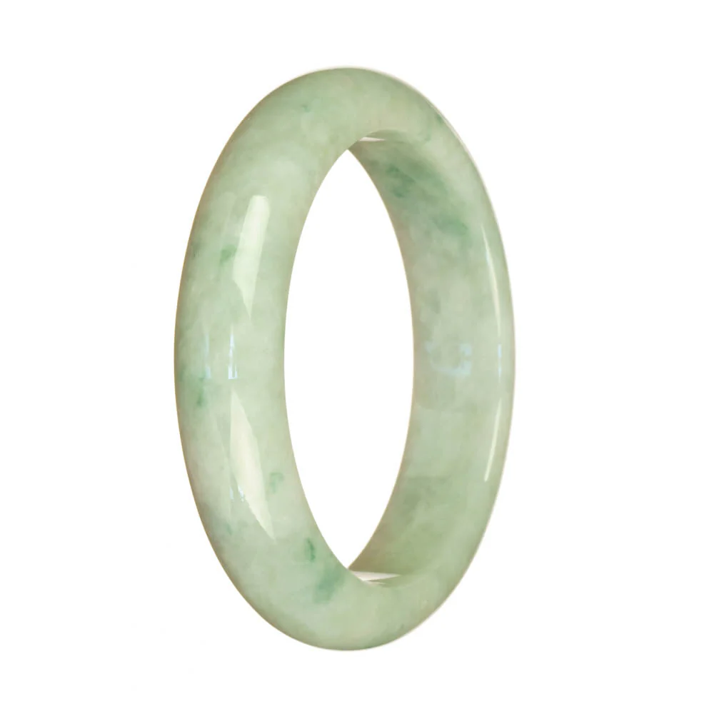 Authentic Natural White with Green Pattern Traditional Jade Bangle - 57mm Half Moon - Image 2