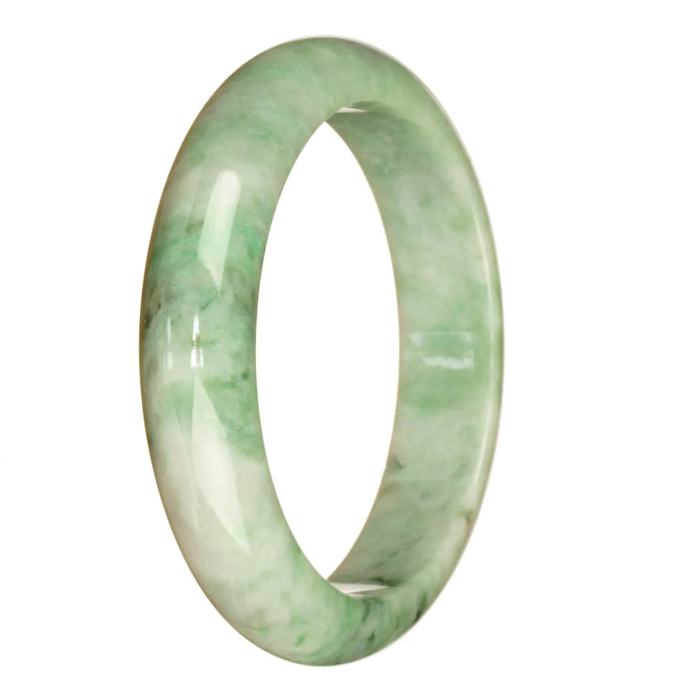 Authentic Grade A Light Green Pattern Traditional Jade Bangle - 62mm Half Moon - Image 3