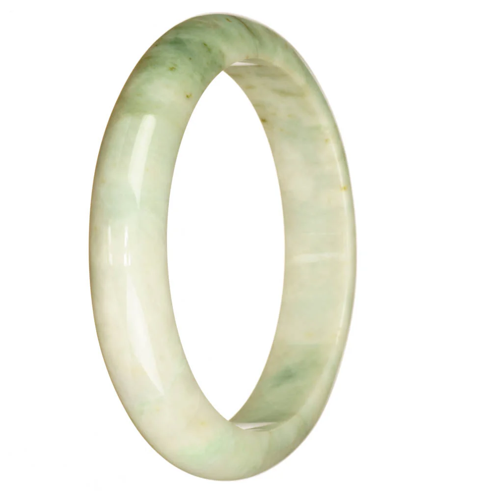 Certified Grade A White Pattern Burmese Jade Bangle Bracelet - 67mm Half Moon - Image 2