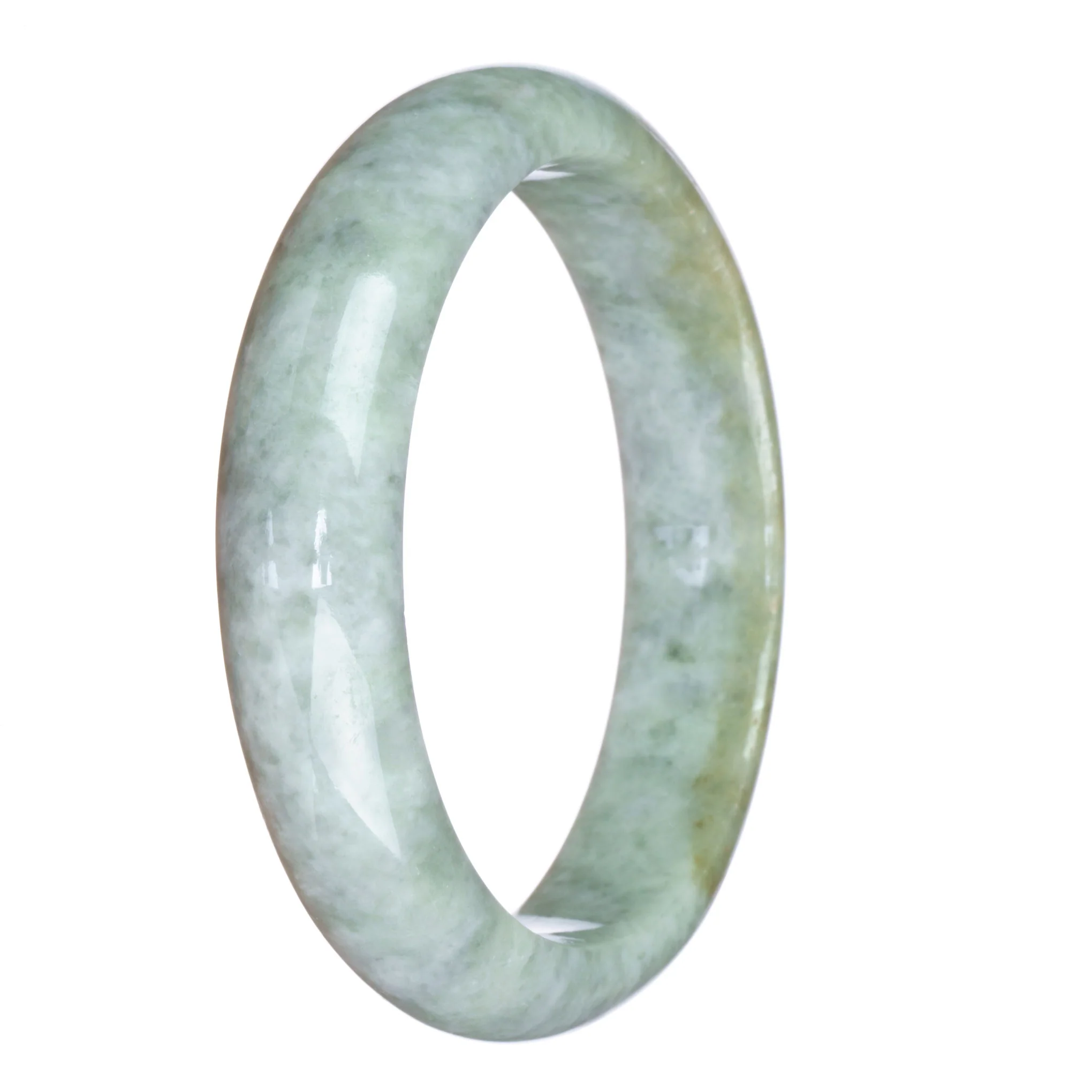 Genuine Type A Grey Pattern Jadeite Jade Bracelet - 63mm Half Moon - Image 2