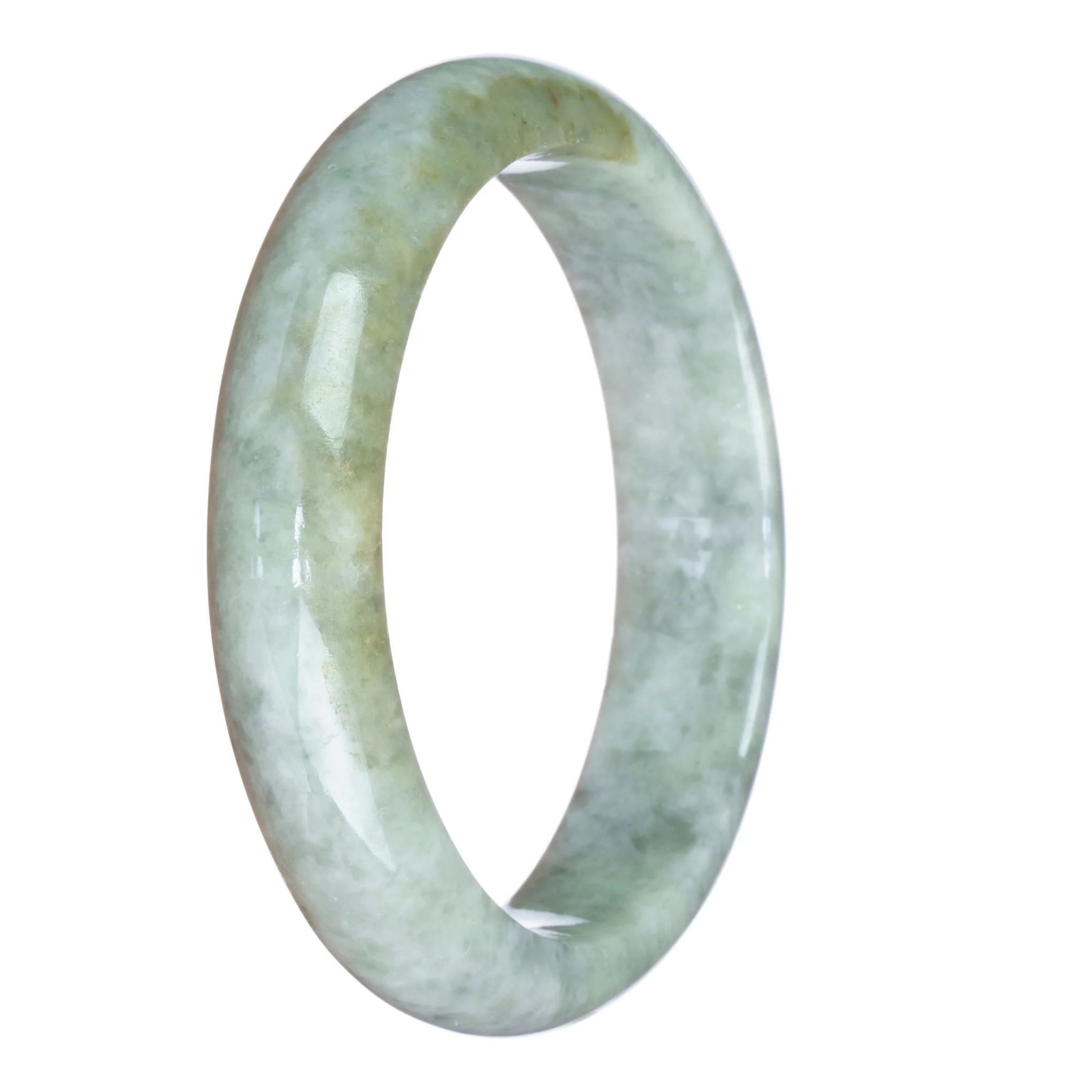 Genuine Type A Grey Pattern Jadeite Jade Bracelet - 63mm Half Moon - Image 3
