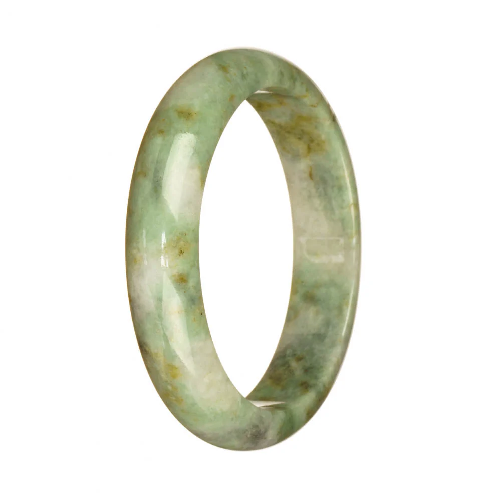 Real Grade A Green and White Pattern Jadeite Jade Bracelet - 57mm Half Moon - Image 2