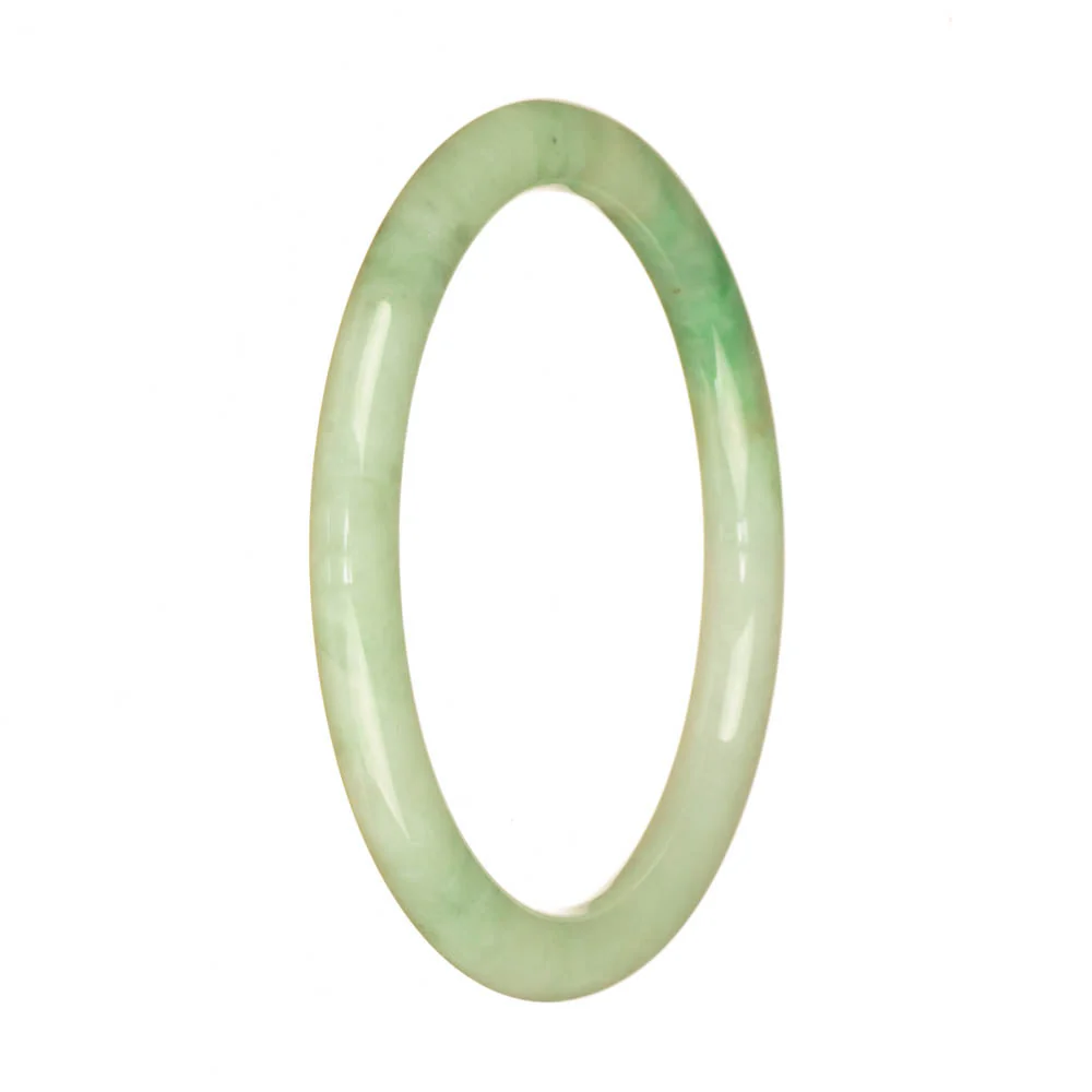 Genuine Grade A Light Green with Apple Green Burmese Jade Bangle Bracelet - 60mm Petite Round - Image 2