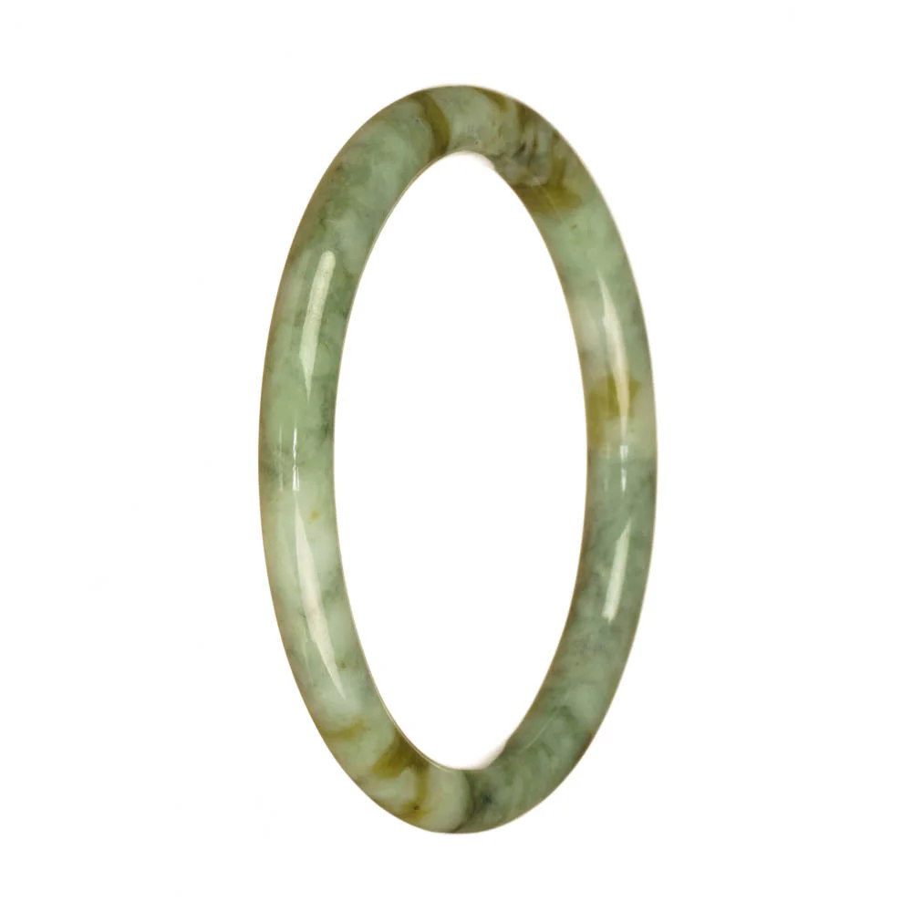Genuine Type A Light Green Pattern Burmese Jade Bangle - 60mm Petite Round - Image 2