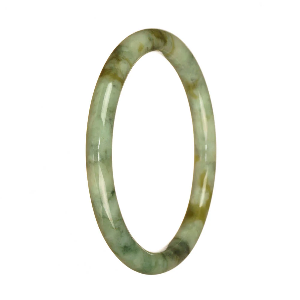 Genuine Type A Light Green Pattern Burmese Jade Bangle - 60mm Petite Round - Image 3