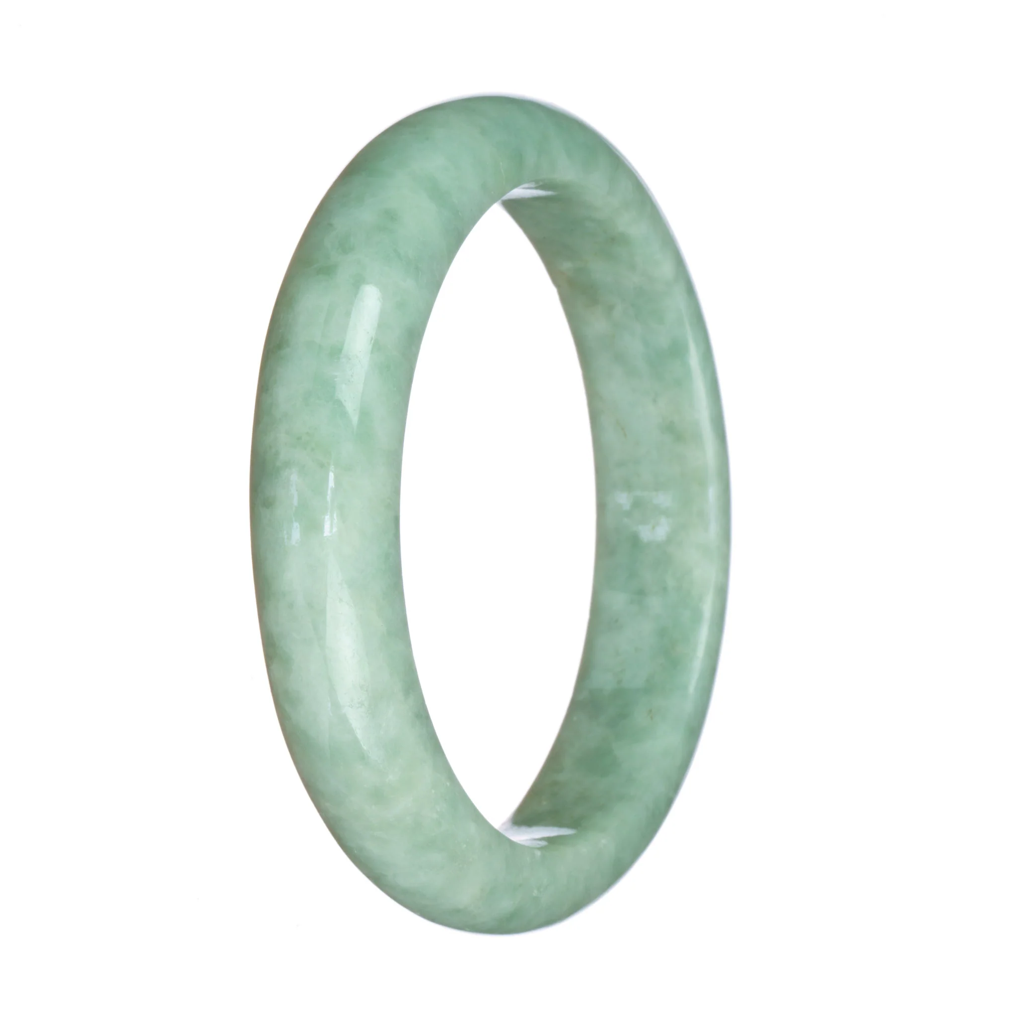 Certified Grade A Light Green Jade Bracelet - 58mm Half Moon - Image 2