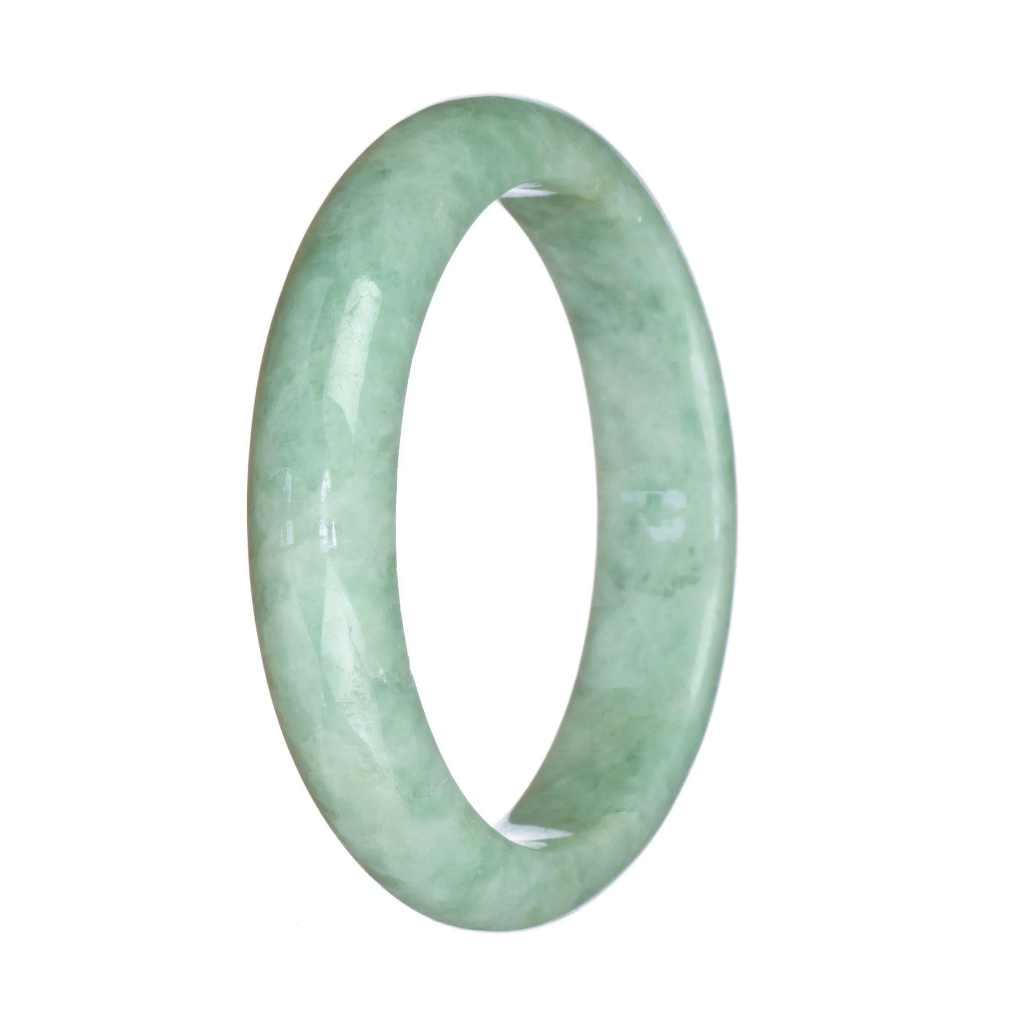 Certified Grade A Light Green Jade Bracelet - 58mm Half Moon - Image 3
