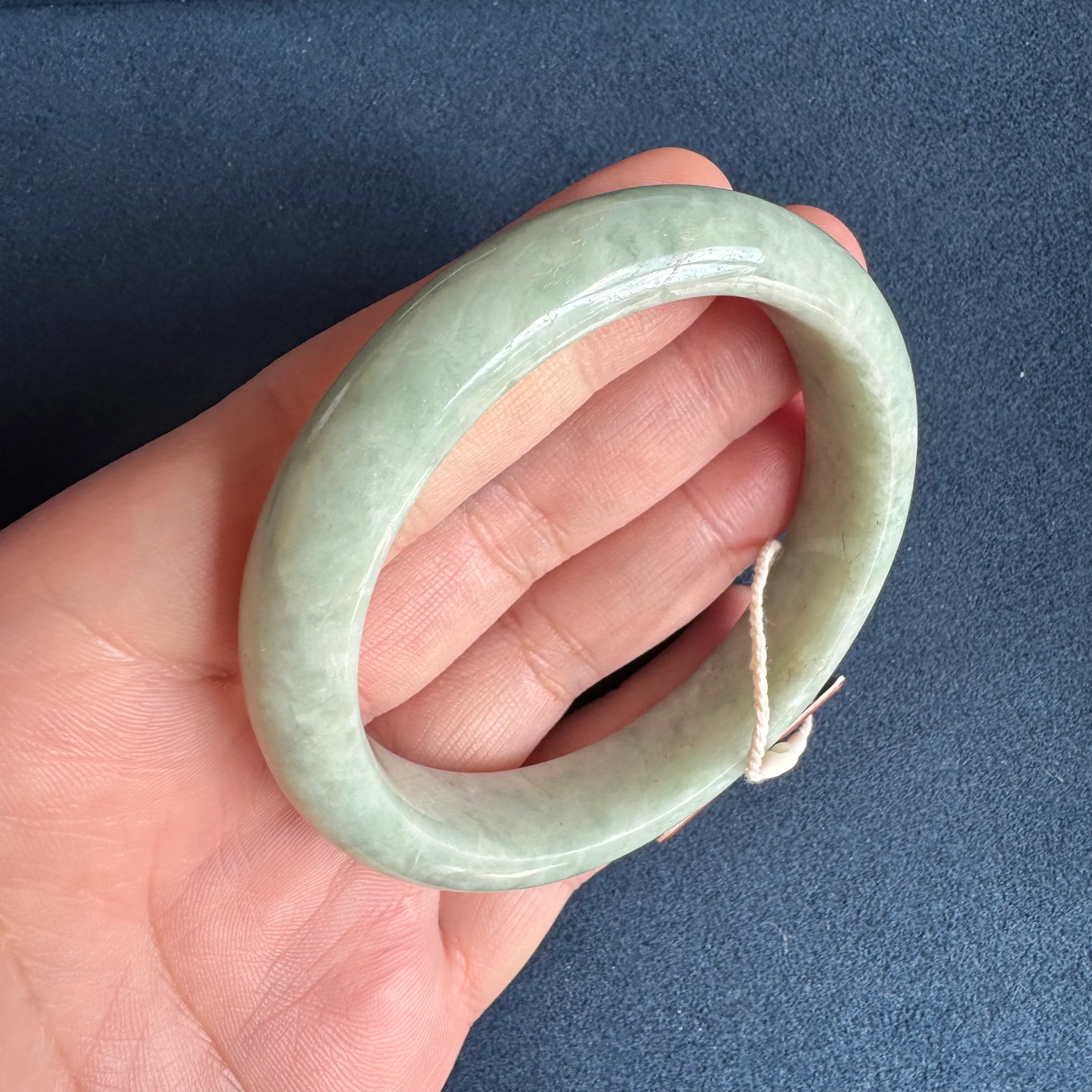 Certified Grade A Light Green Jade Bracelet - 58mm Half Moon - Image 4