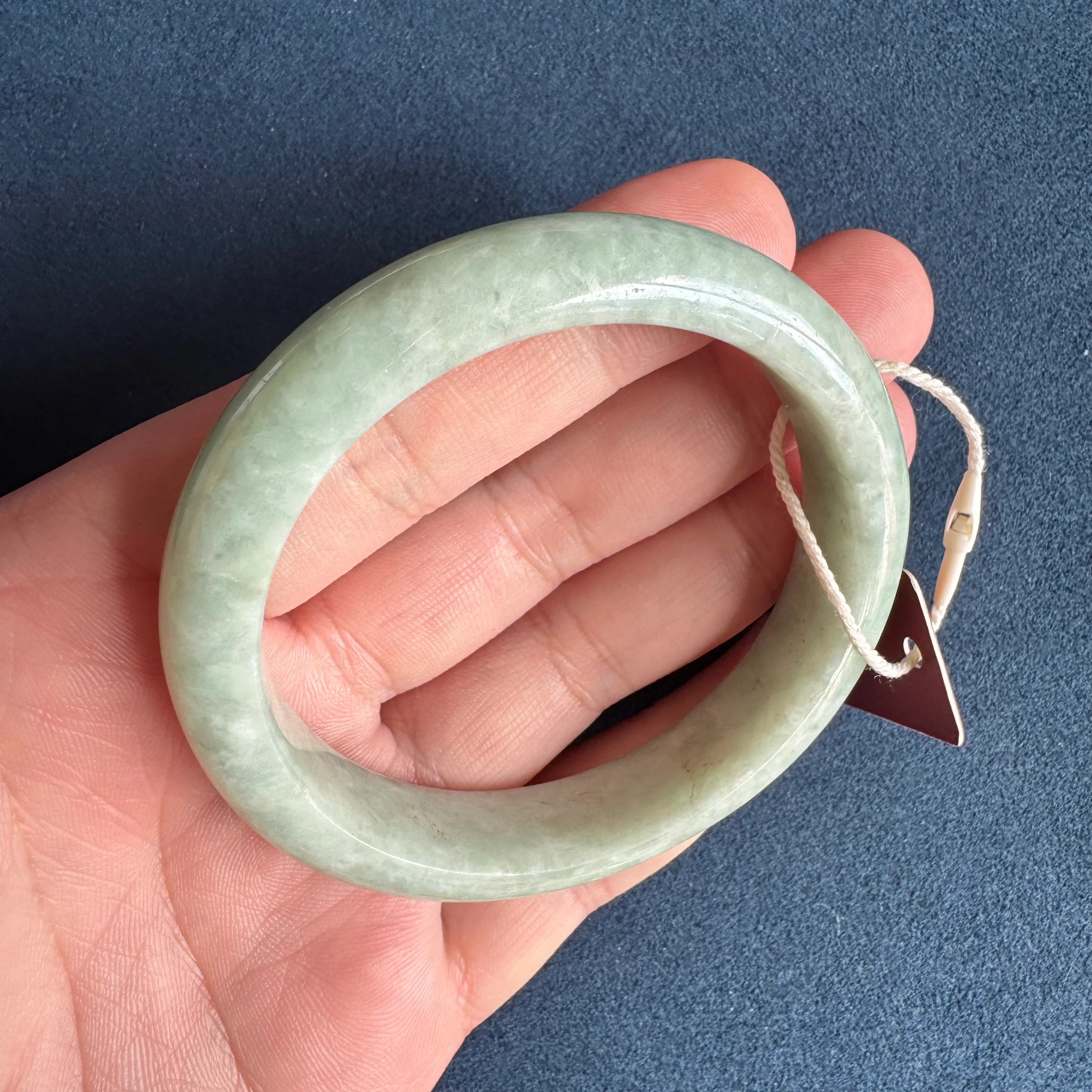 Certified Grade A Light Green Jade Bracelet - 58mm Half Moon - Image 5