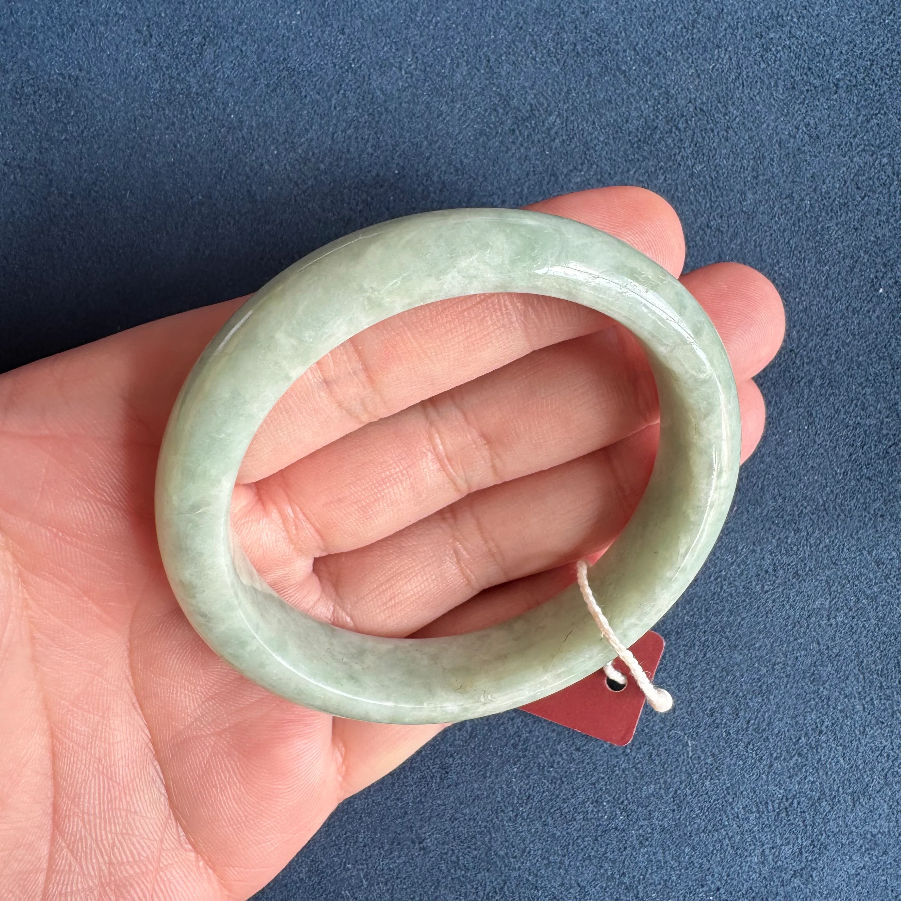 Certified Grade A Light Green Jade Bracelet - 58mm Half Moon - Image 6