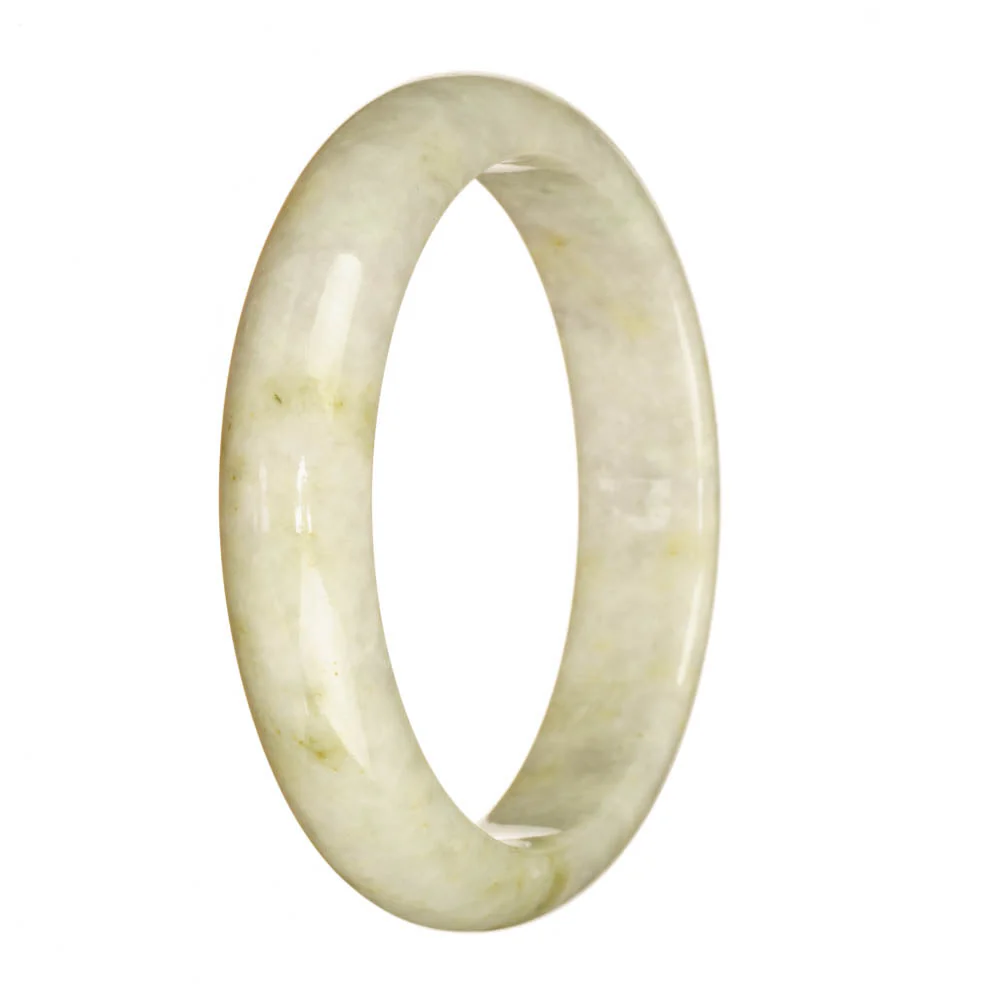 Real Grade A White Jade Bangle Bracelet - 60mm Half Moon