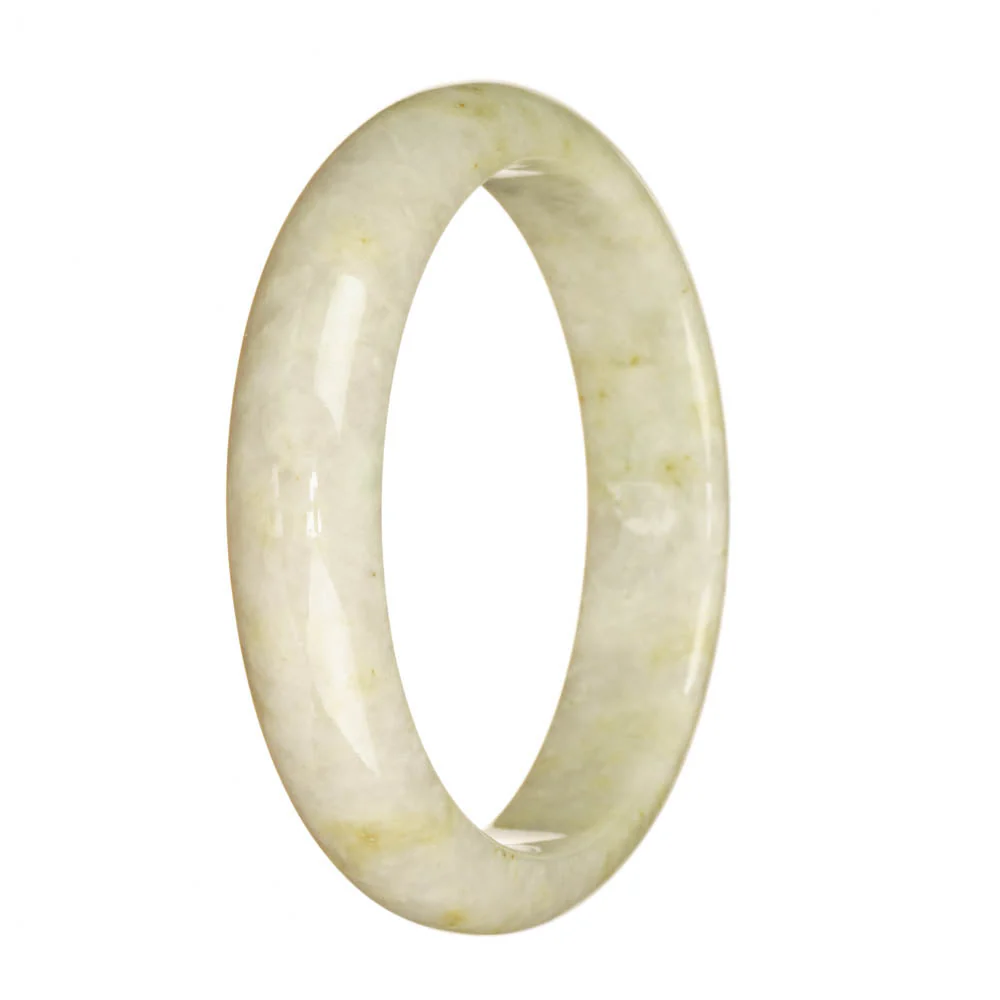 Real Grade A White Jade Bangle Bracelet - 60mm Half Moon - Image 2