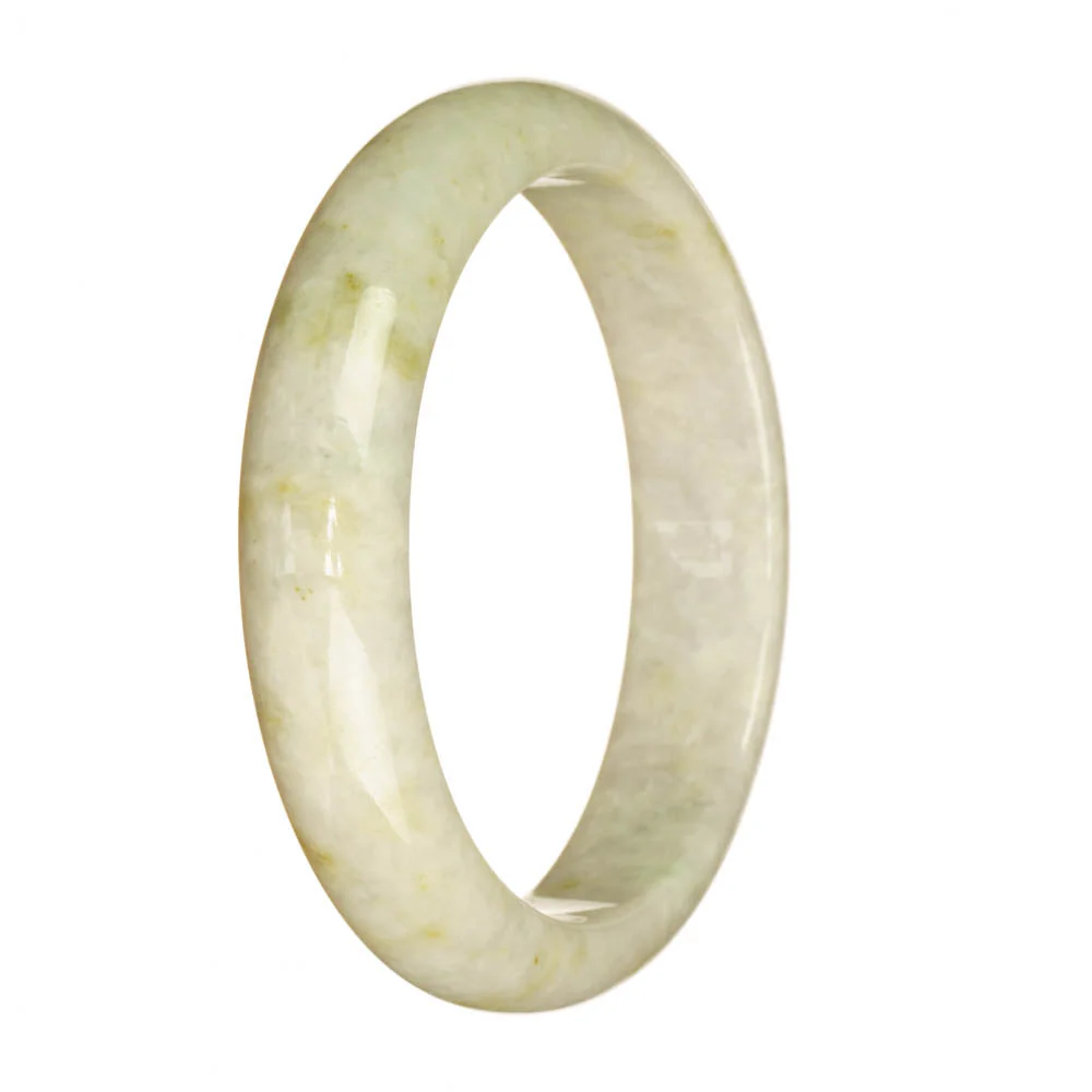 Real Grade A White Jade Bangle Bracelet - 60mm Half Moon - Image 3