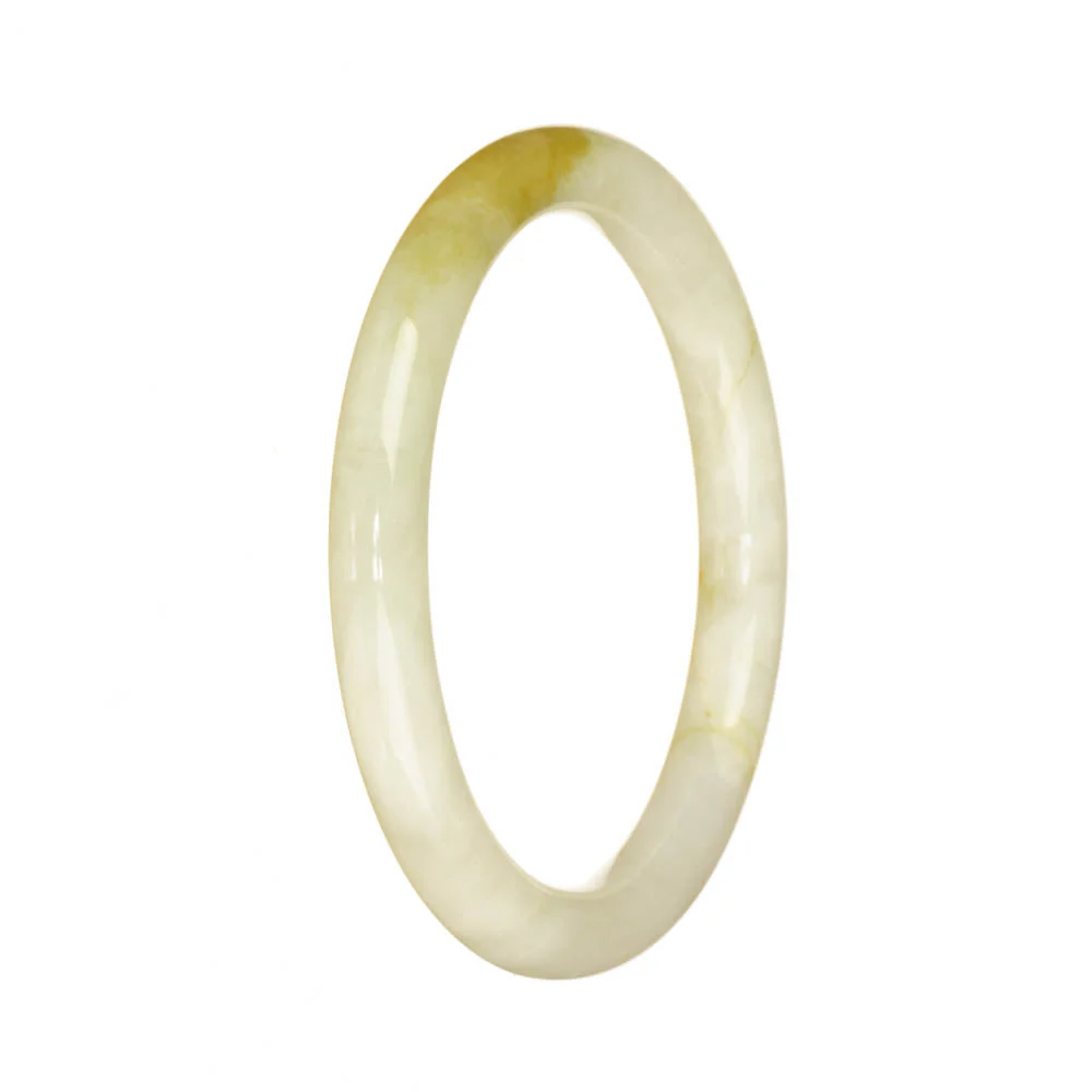 Real Grade A White with Brown Burmese Jade Bangle Bracelet - 56mm Petite Round - Image 2
