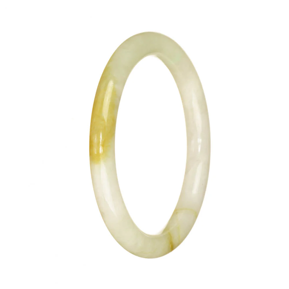 Real Grade A White with Brown Burmese Jade Bangle Bracelet - 56mm Petite Round - Image 3
