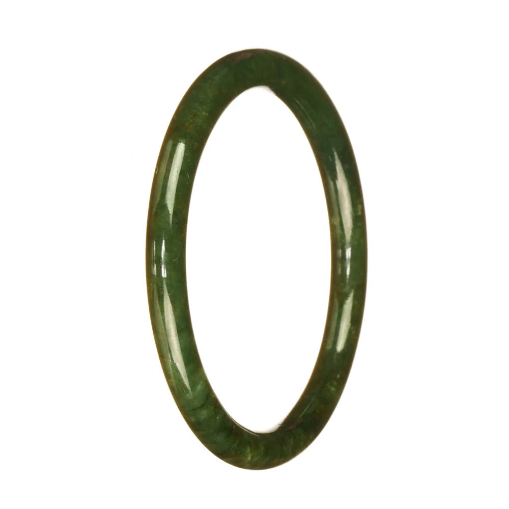 Certified Untreated Deep Green Burma Jade Bangle Bracelet - 60mm Petite Round