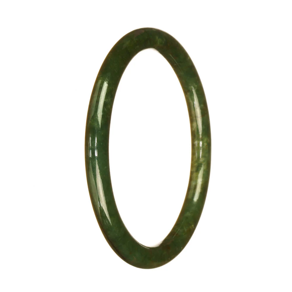 Certified Untreated Deep Green Burma Jade Bangle Bracelet - 60mm Petite Round - Image 2