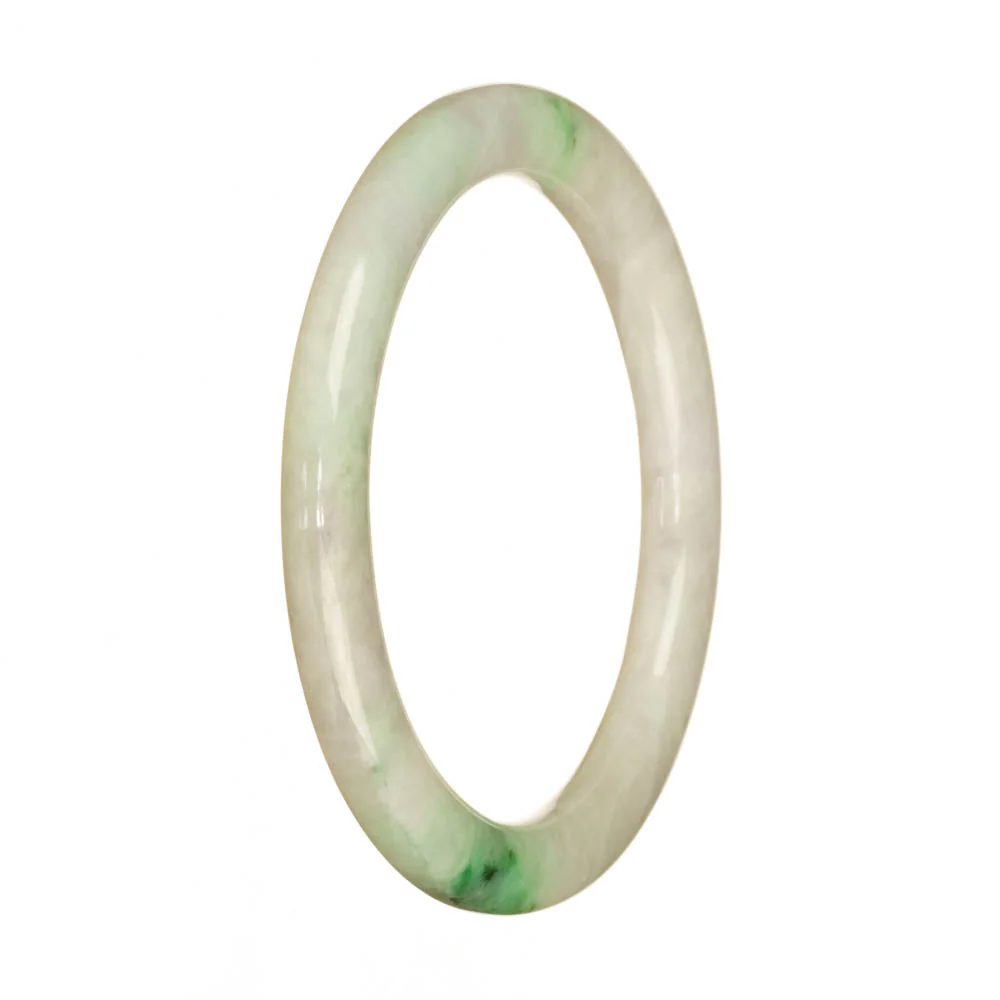 Genuine Type A White with Apple Green Jadeite Bangle - 59mm Petite Round