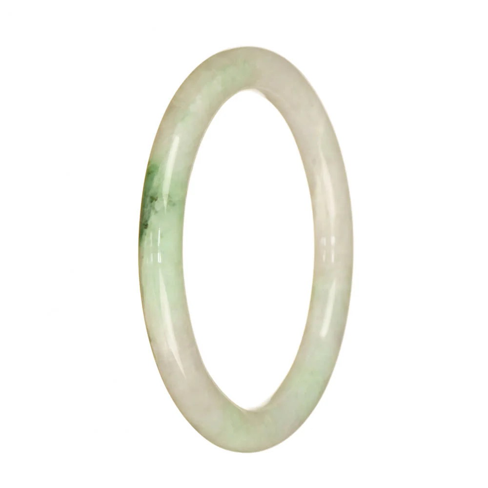 Genuine Type A White with Apple Green Jadeite Bangle - 59mm Petite Round - Image 2