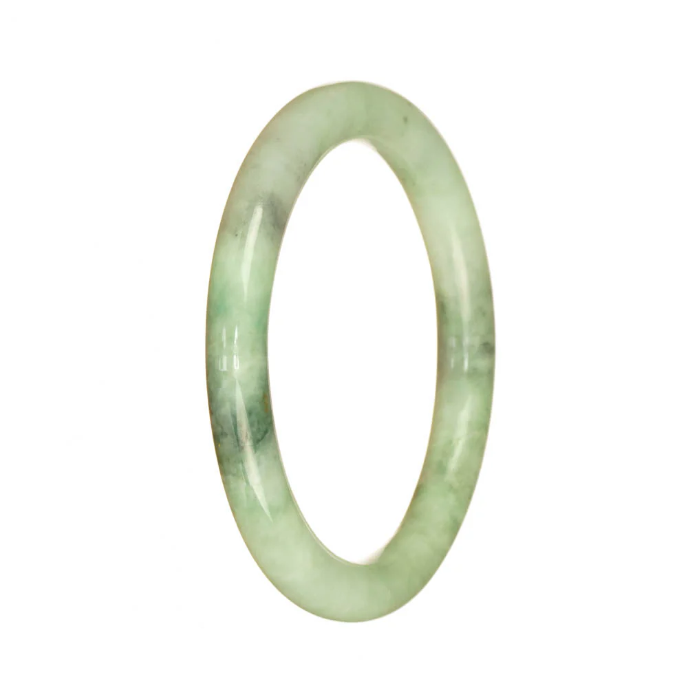 Genuine Grade A Light Green Pattern Jadeite Bangle Bracelet - 55mm Petite Round