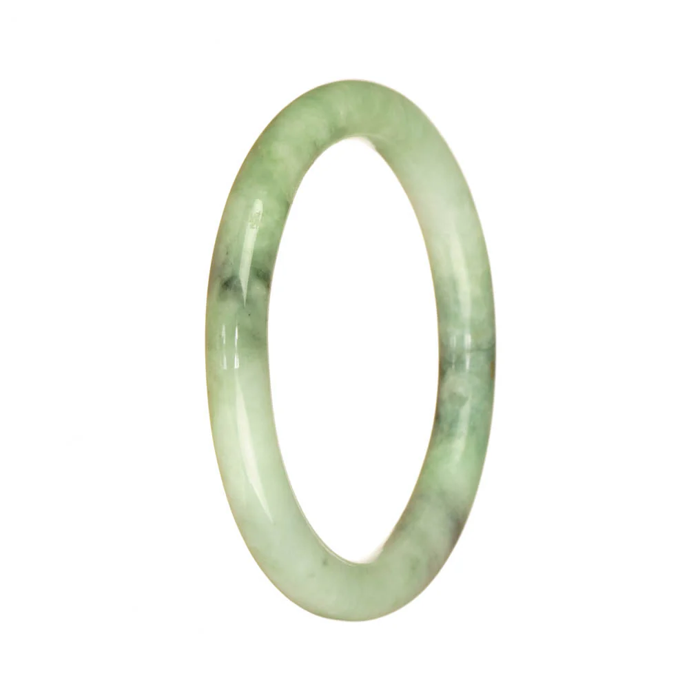 Genuine Grade A Light Green Pattern Jadeite Bangle Bracelet - 55mm Petite Round - Image 2