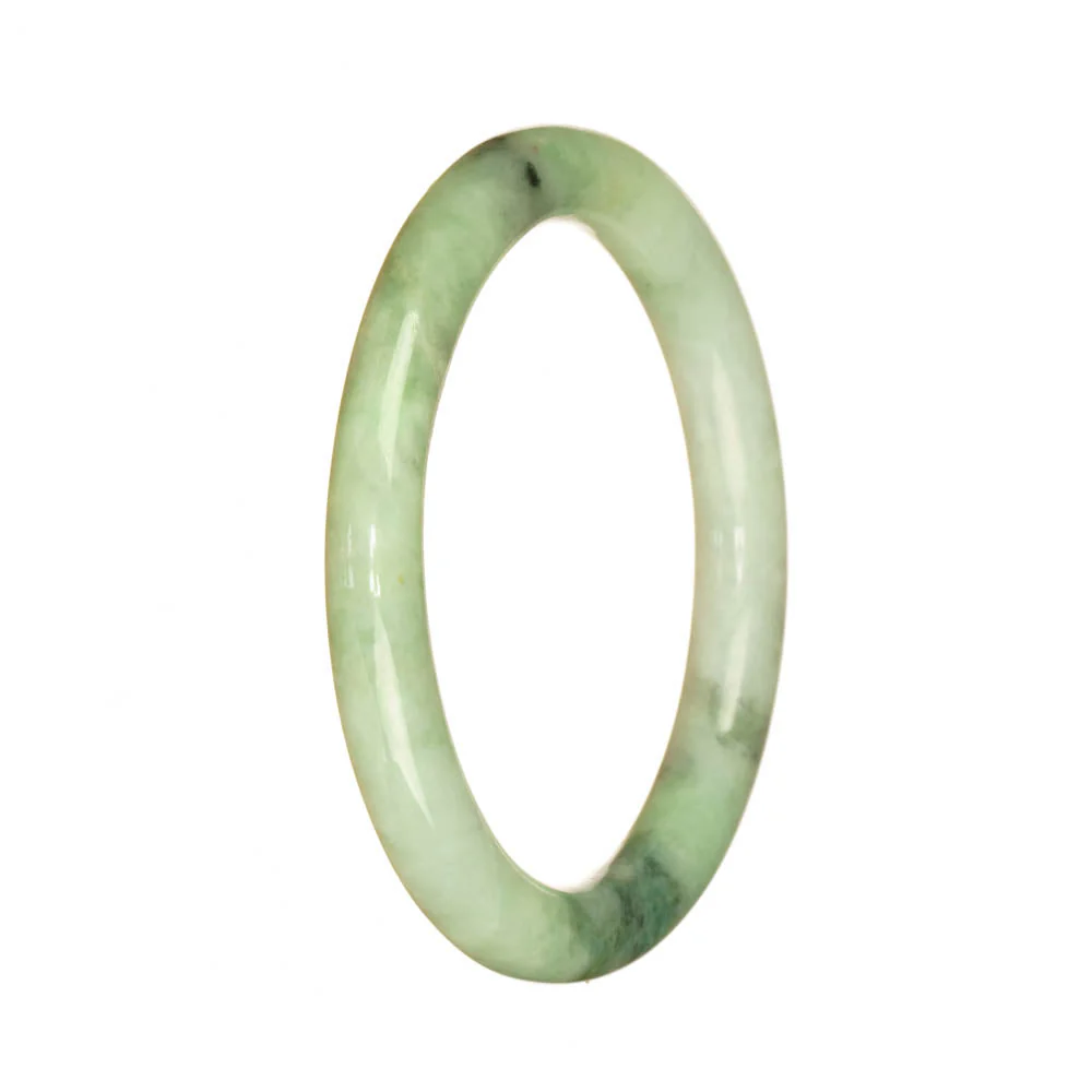 Genuine Grade A Light Green Pattern Jadeite Bangle Bracelet - 55mm Petite Round - Image 3