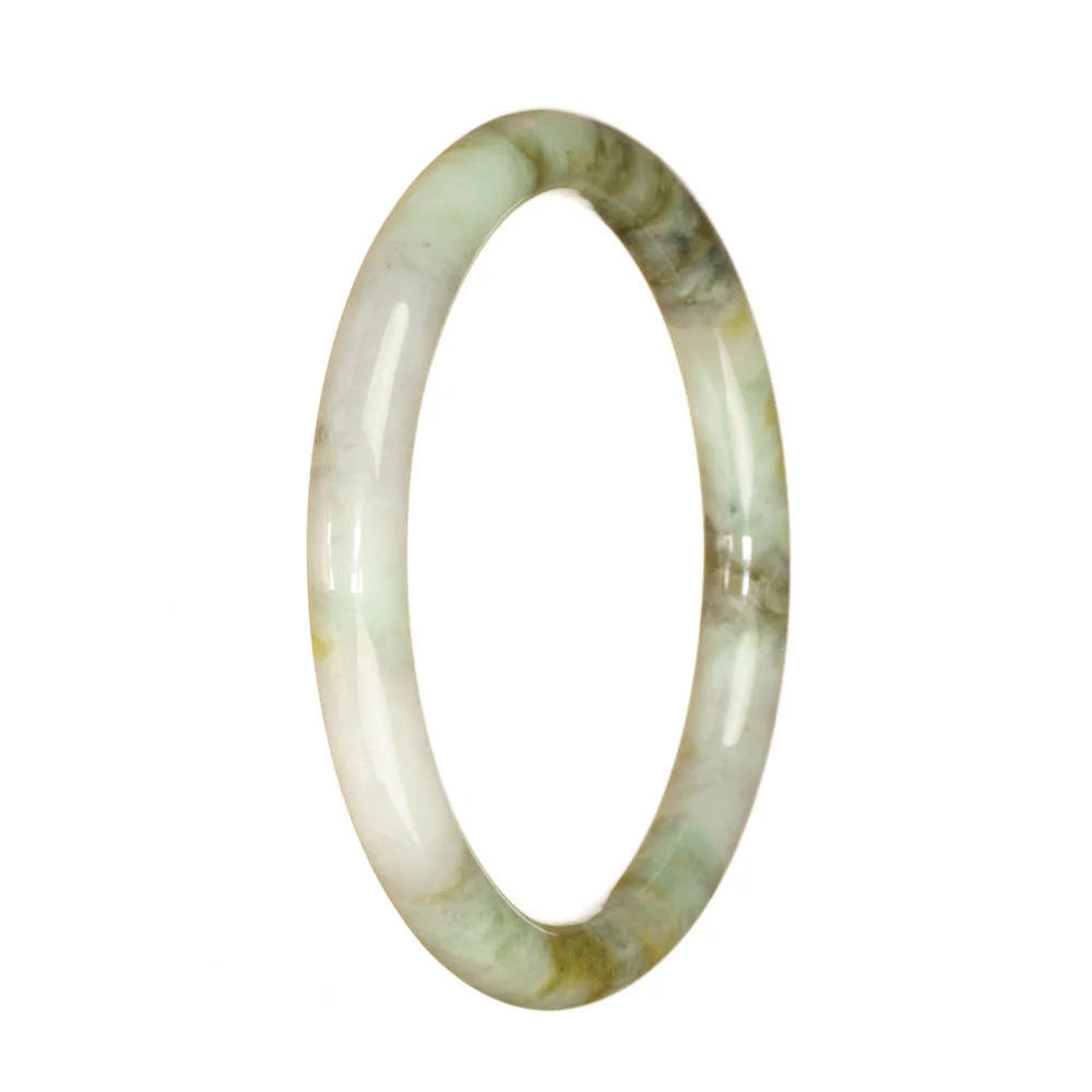 Genuine Untreated Pale Green Pattern Jadeite Bracelet - 60mm Petite Round - Image 2