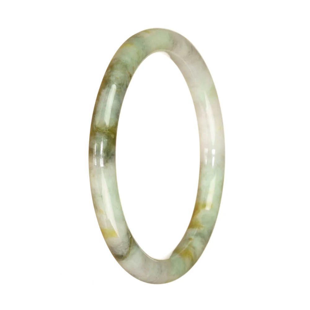 Genuine Untreated Pale Green Pattern Jadeite Bracelet - 60mm Petite Round - Image 3