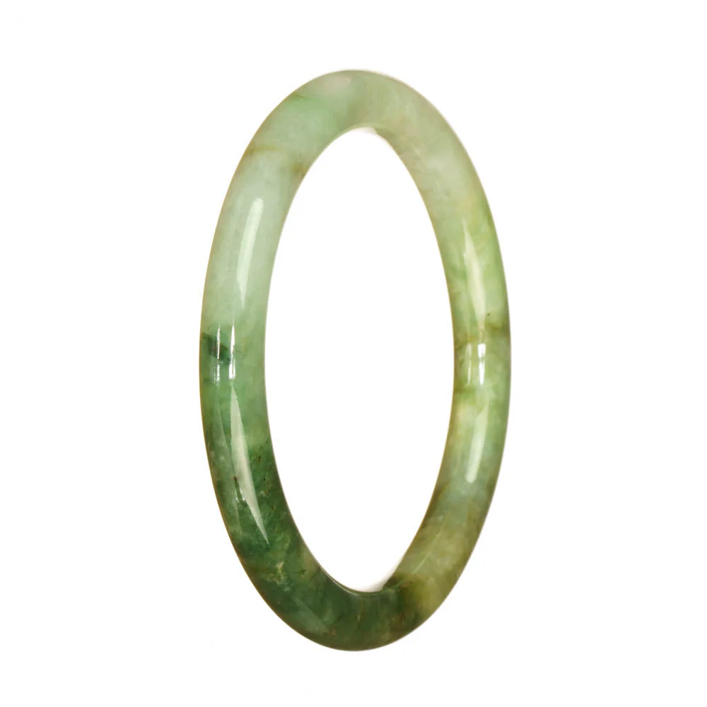 Genuine Type A Light Green and Green Pattern Jade Bracelet - 58mm Petite Round - Image 3
