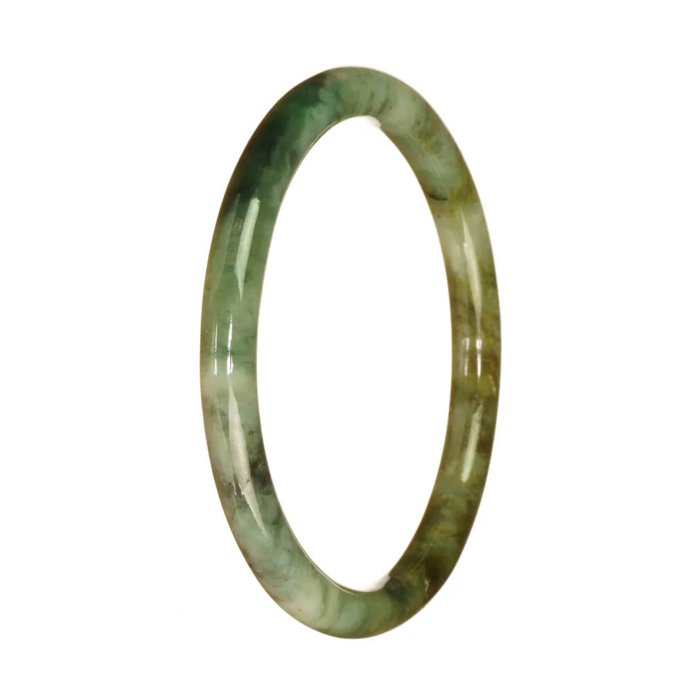 Real Untreated Green Pattern Burma Jade Bangle Bracelet - 62mm Petite Round - Image 2