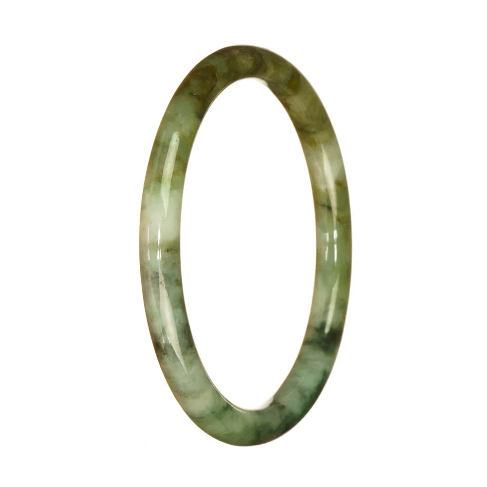 Real Untreated Green Pattern Burma Jade Bangle Bracelet - 62mm Petite Round - Image 3
