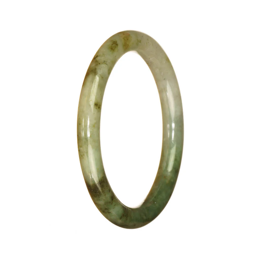 Authentic Untreated Green and Light Green Pattern Jadeite Jade Bracelet - 55mm Petite Round - Image 2