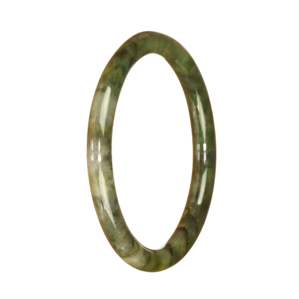 Genuine Grade A Green Pattern Traditional Jade Bangle Bracelet - 59mm Petite Round - Image 2