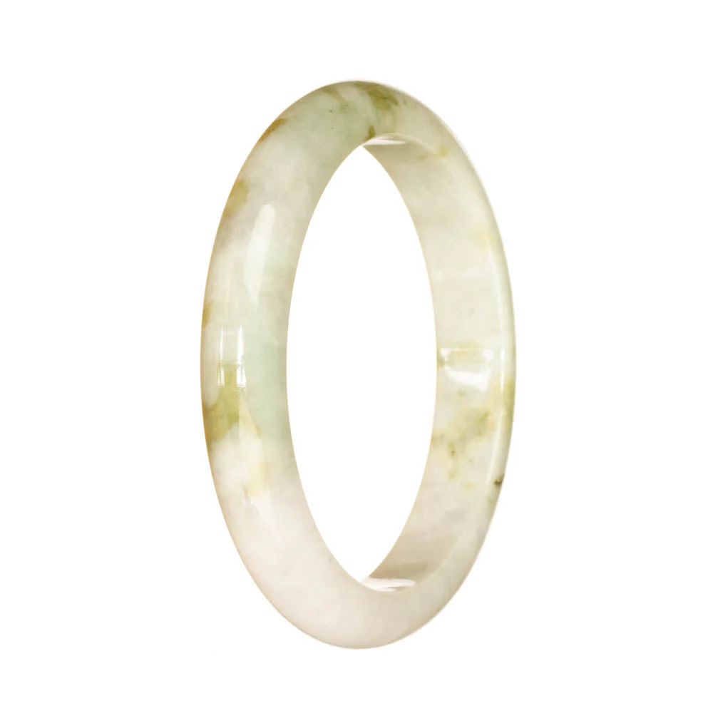Authentic Type A White with Brown Pattern Burmese Jade Bangle Bracelet - 57mm Half Moon - Image 2