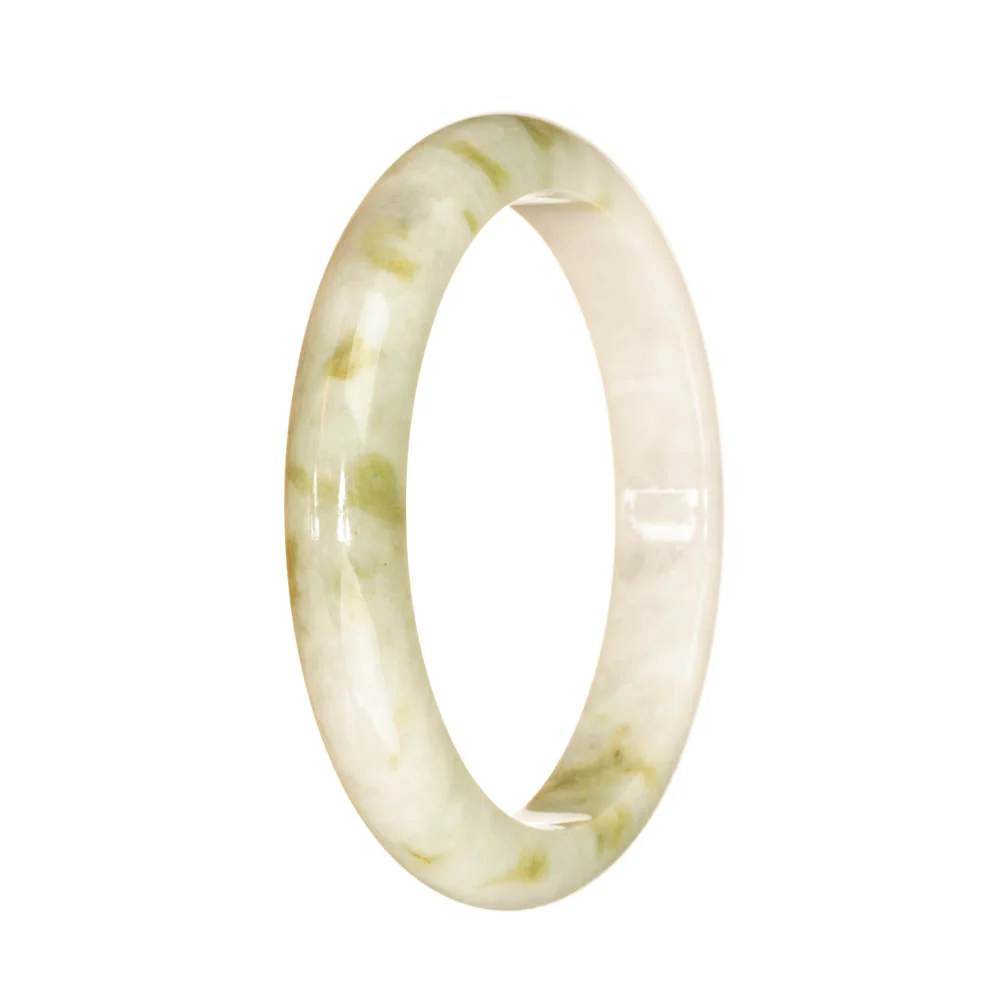 Authentic Type A White with Brown Pattern Burmese Jade Bangle Bracelet - 57mm Half Moon - Image 3