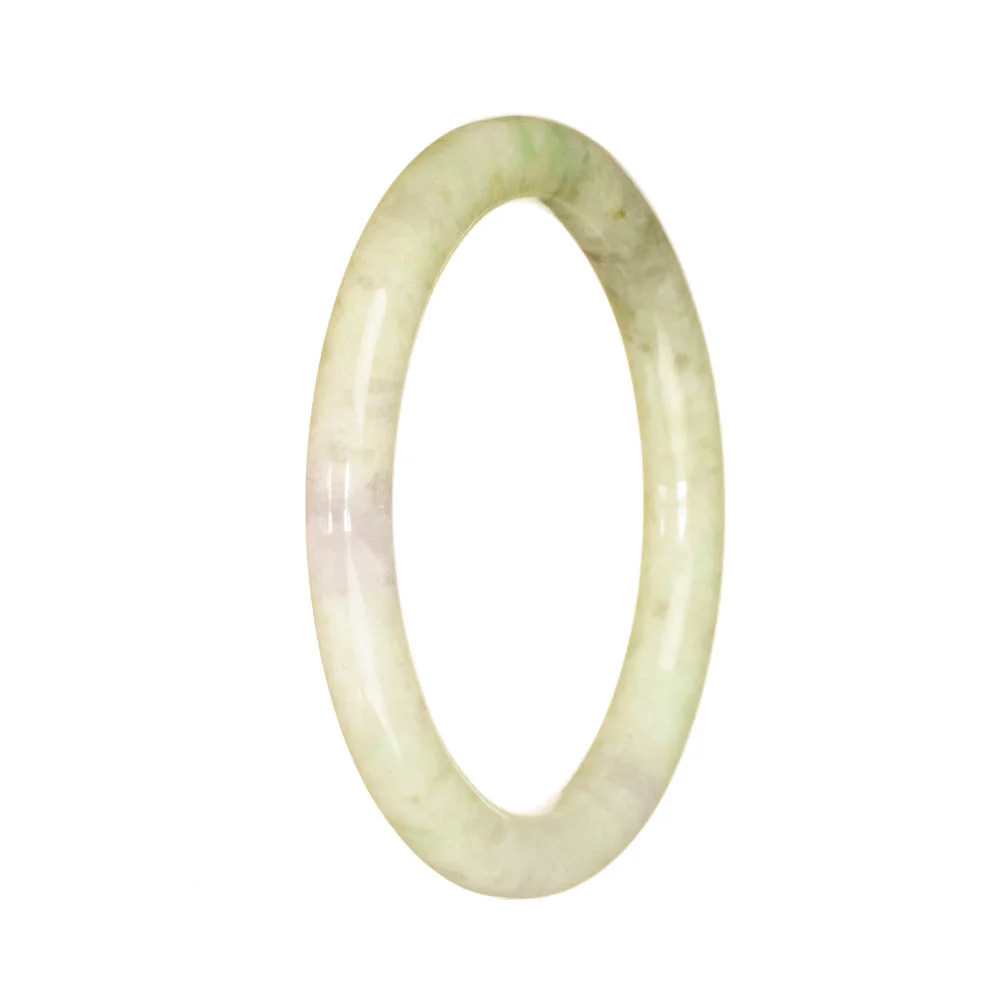 Authentic Grade A Light Green and Green Pattern Jade Bangle - 55mm Petite Round