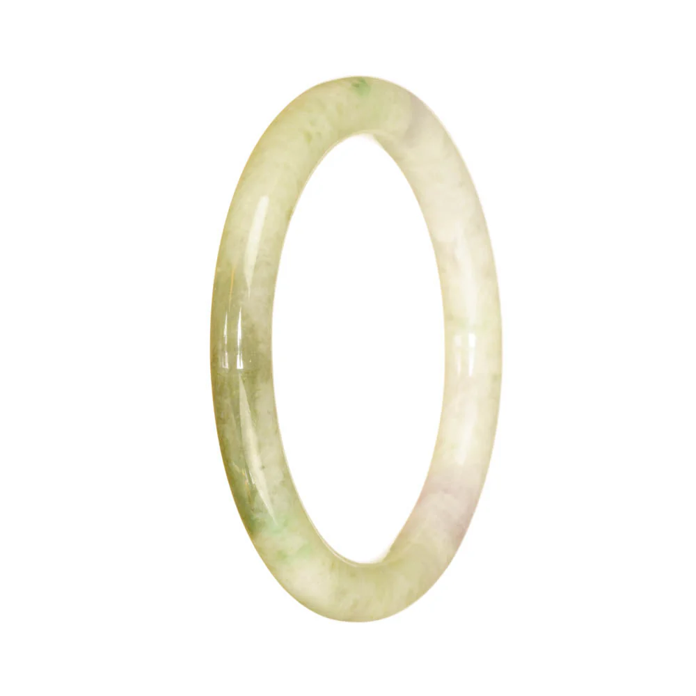 Authentic Grade A Light Green and Green Pattern Jade Bangle - 55mm Petite Round - Image 2