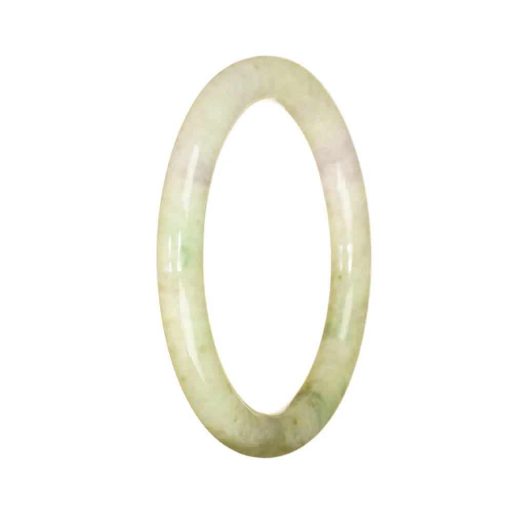 Authentic Grade A Light Green and Green Pattern Jade Bangle - 55mm Petite Round - Image 3