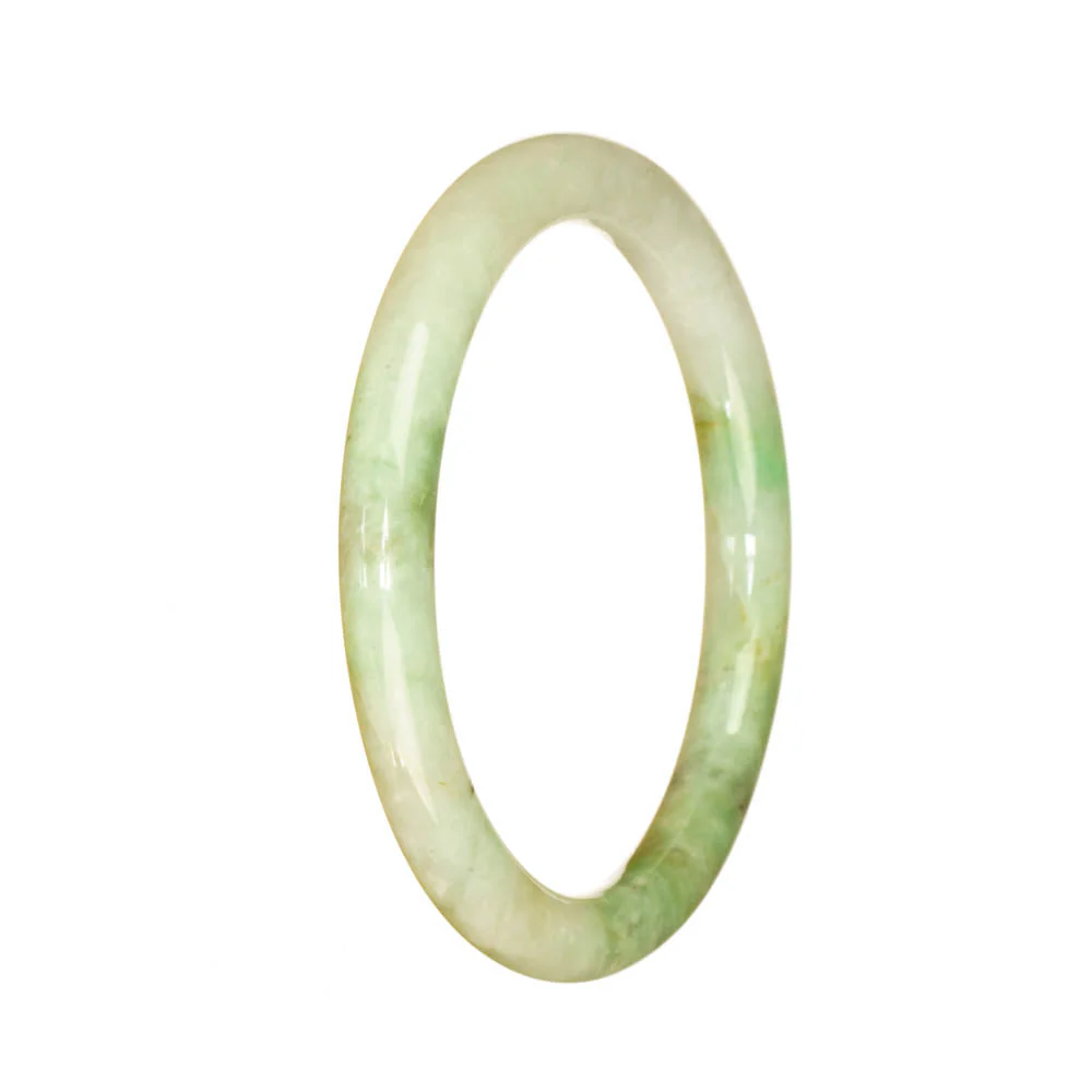 Certified Grade A Green and White Pattern Burmese Jade Bangle Bracelet - 56mm Petite Round - Image 2
