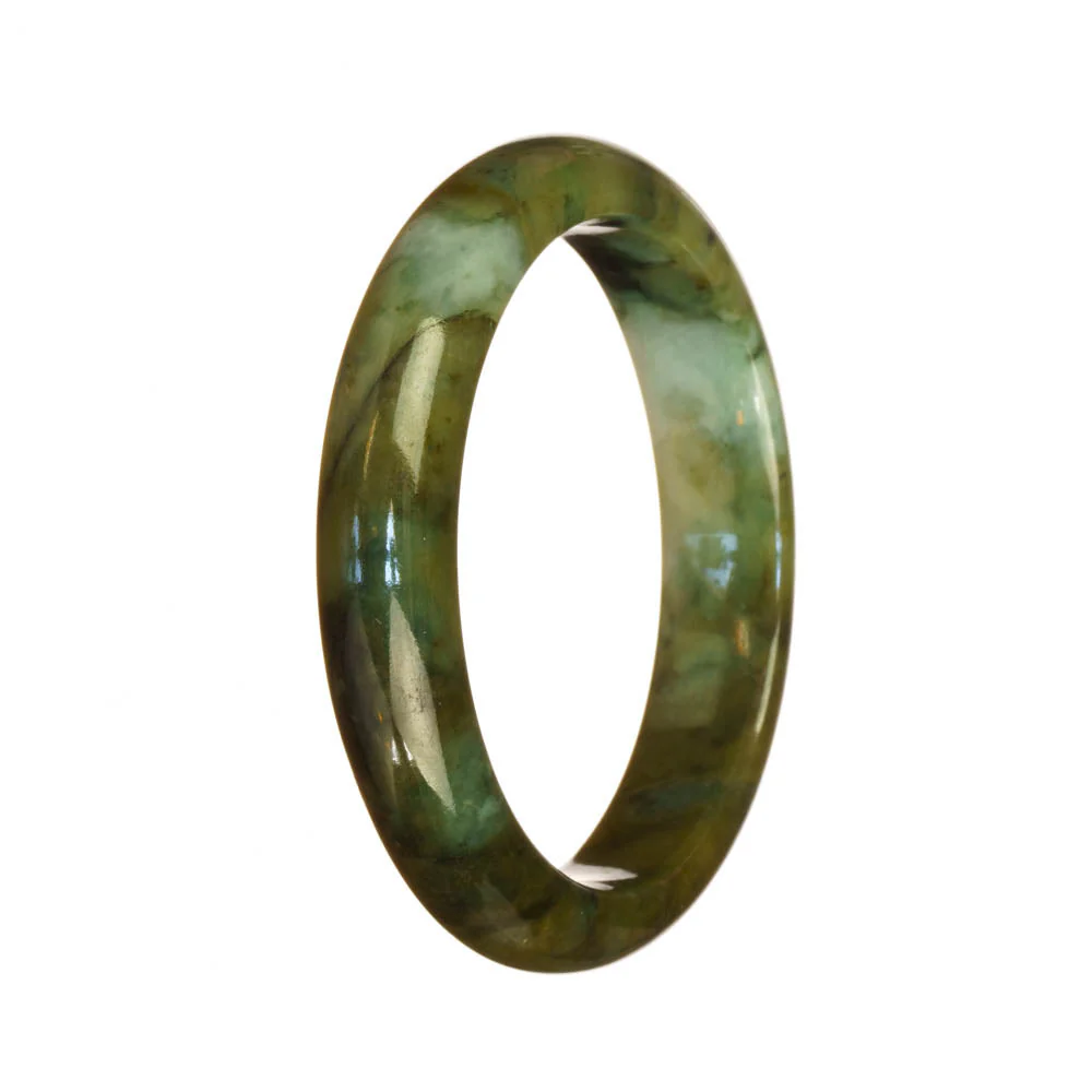 Real Type A Green Pattern Jade Bracelet - 55mm Half Moon