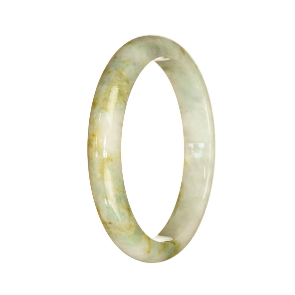 Genuine Untreated Light Green Pattern Burma Jade Bracelet - 57mm Half Moon - Image 3