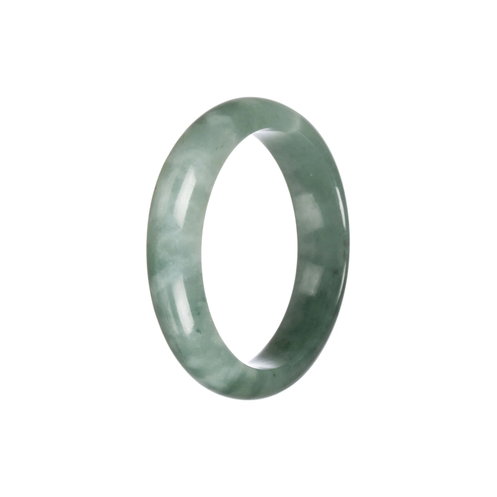 Certified Grade A Green Pattern Jade Bangle Bracelet - 59mm Oval - Image 5