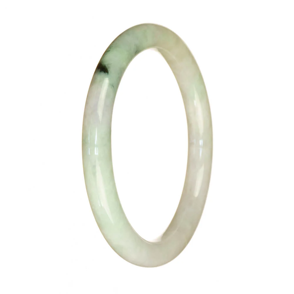 Genuine Type A White Pattern Jadeite Bangle Bracelet - 59mm Petite Round - Image 2