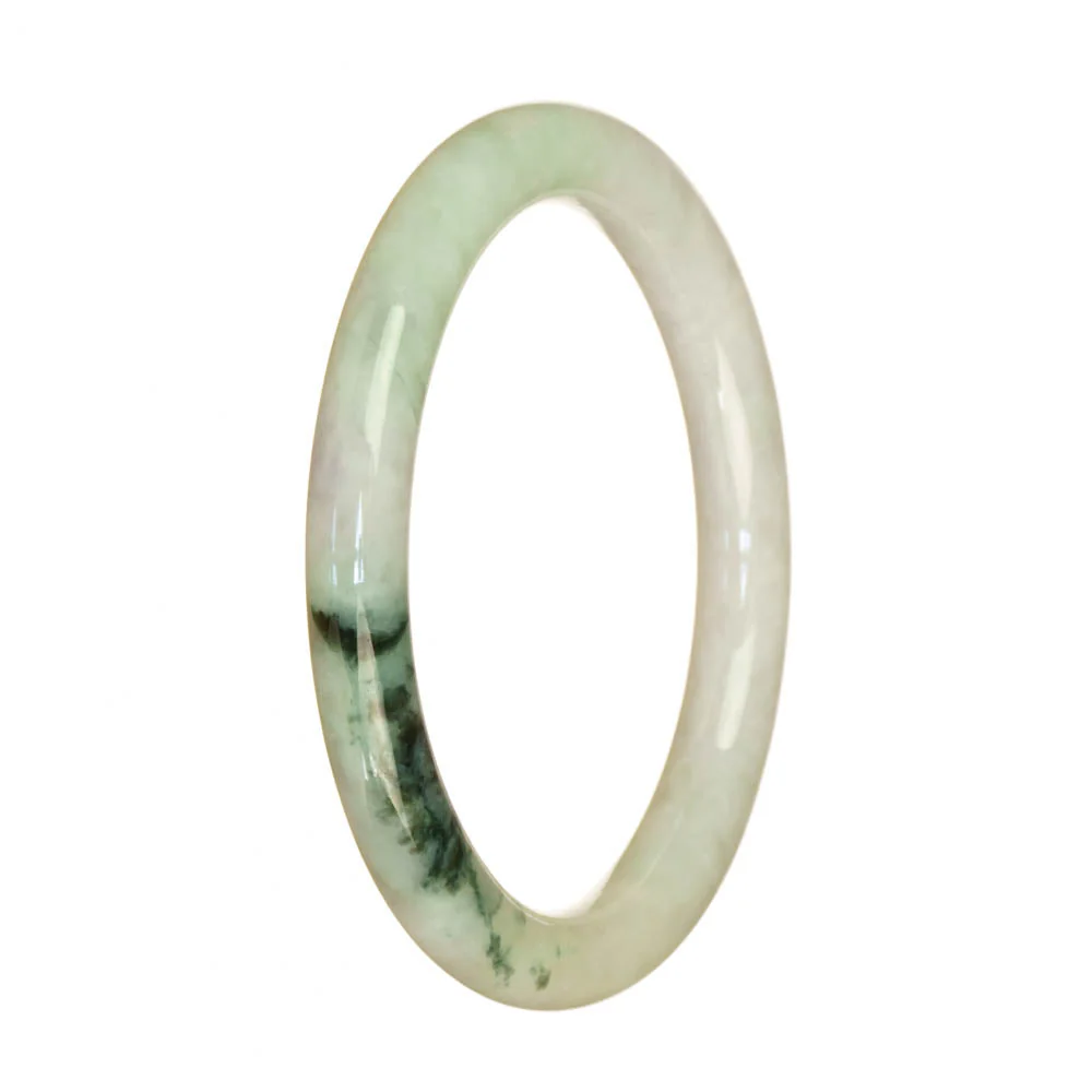 Genuine Type A White Pattern Jadeite Bangle Bracelet - 59mm Petite Round - Image 3